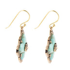Blue Turquoise Maltese Golden Cross Earrings by Barse Jewelry