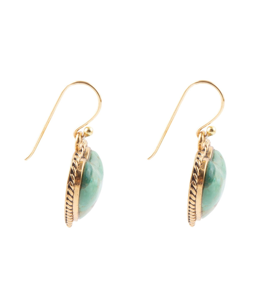 Blue Turquoise Rope My Heart and Golden Earrings by Barse Jewelry