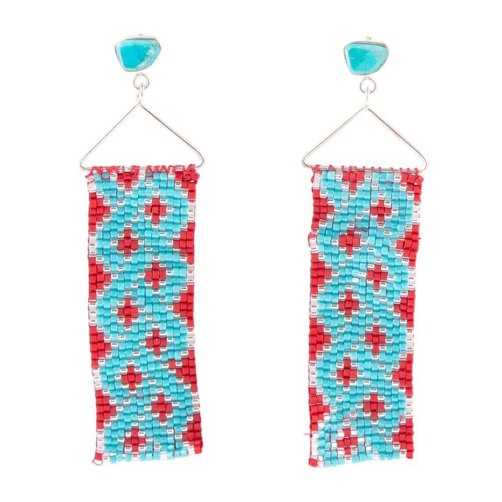 Turquoise Woven Seed Bead Earrings by Barse Jewelry