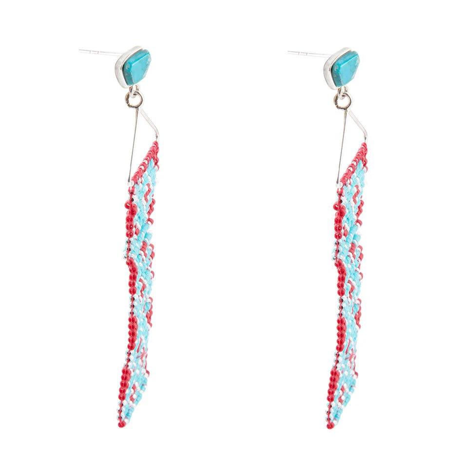Turquoise Woven Seed Bead Earrings by Barse Jewelry