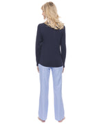 Womens Cotton Flannel Lounge Set with Henley Top
