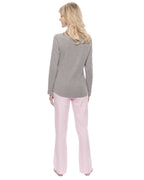 Womens Cotton Flannel Lounge Set with Henley Top