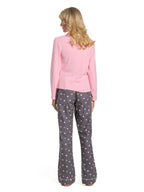 Womens Cotton Flannel Lounge Set with Henley Top