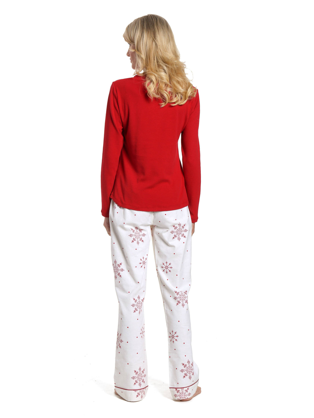 Womens Cotton Flannel Lounge Set with Henley Top