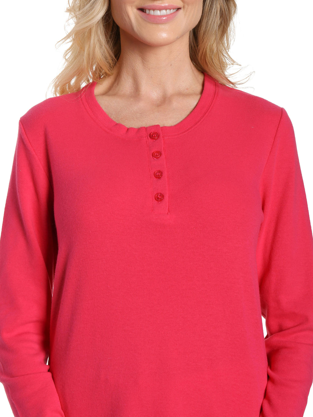 Womens Cotton Flannel Lounge Set with Henley Top