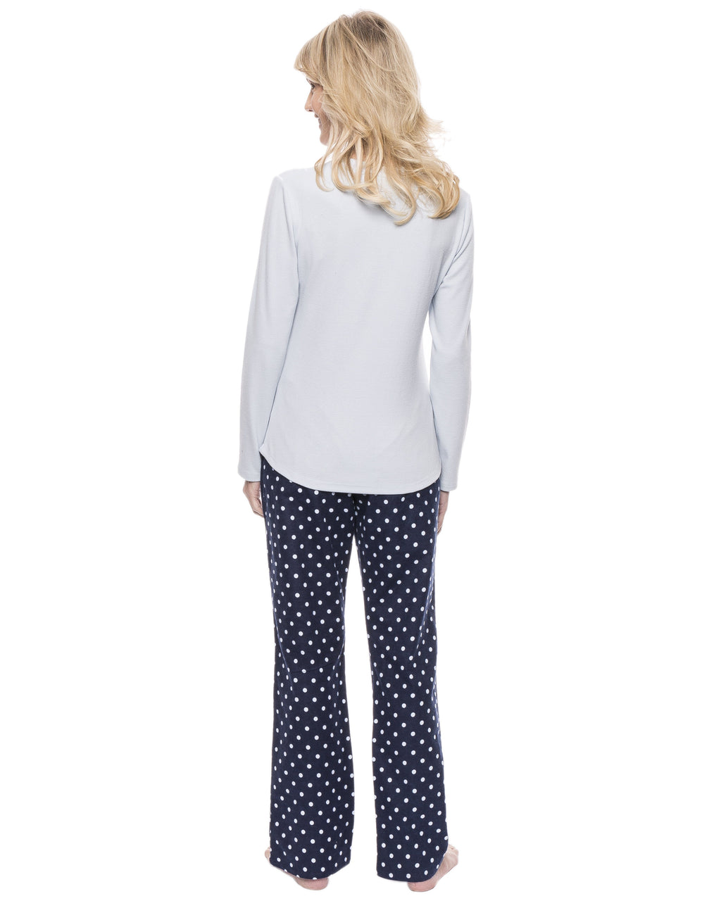 Womens Cotton Flannel Lounge Set with Henley Top