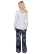 Womens Cotton Flannel Lounge Set with Henley Top