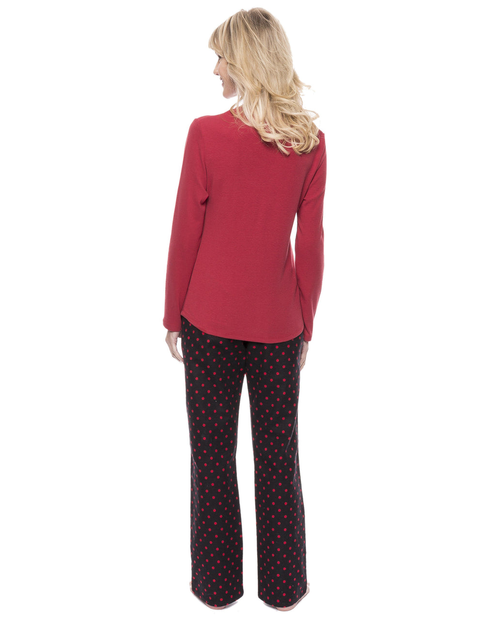 Womens Cotton Flannel Lounge Set with Henley Top