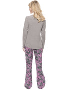 Womens Cotton Flannel Lounge Set with Henley Top