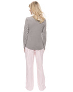 Womens Cotton Flannel Lounge Set with Henley Top