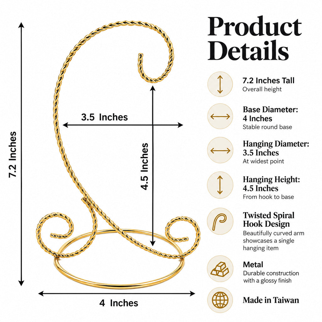 Twisted Wire Gold Metal Ornament Stand Display 7.2 Inches Ornament Stands La Vie Bien Twisted Wire Gold Metal Ornament Stand Display 7.2 Inches