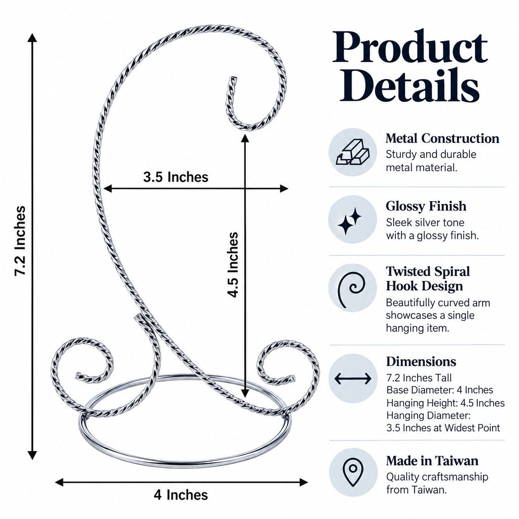 Twisted Wire Silver Metal Ornament Stand Display 7.2 Inches Ornament Stands La Vie Bien Twisted Wire Silver Metal Ornament Stand Display 7.2 Inches