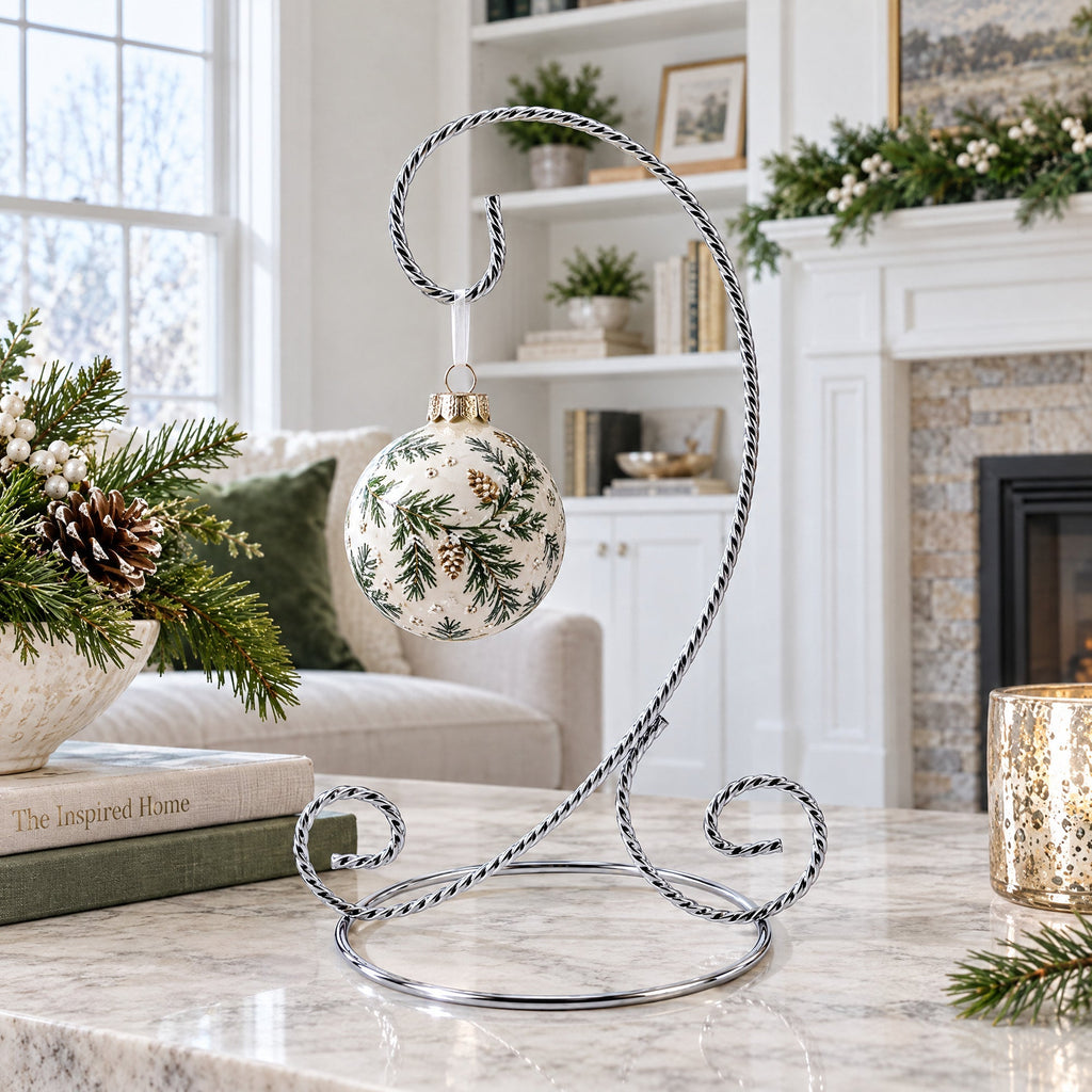Twisted Wire Silver Metal Ornament Stand Display 7.2 Inches Ornament Stands La Vie Bien Twisted Wire Silver Metal Ornament Stand Display 7.2 Inches