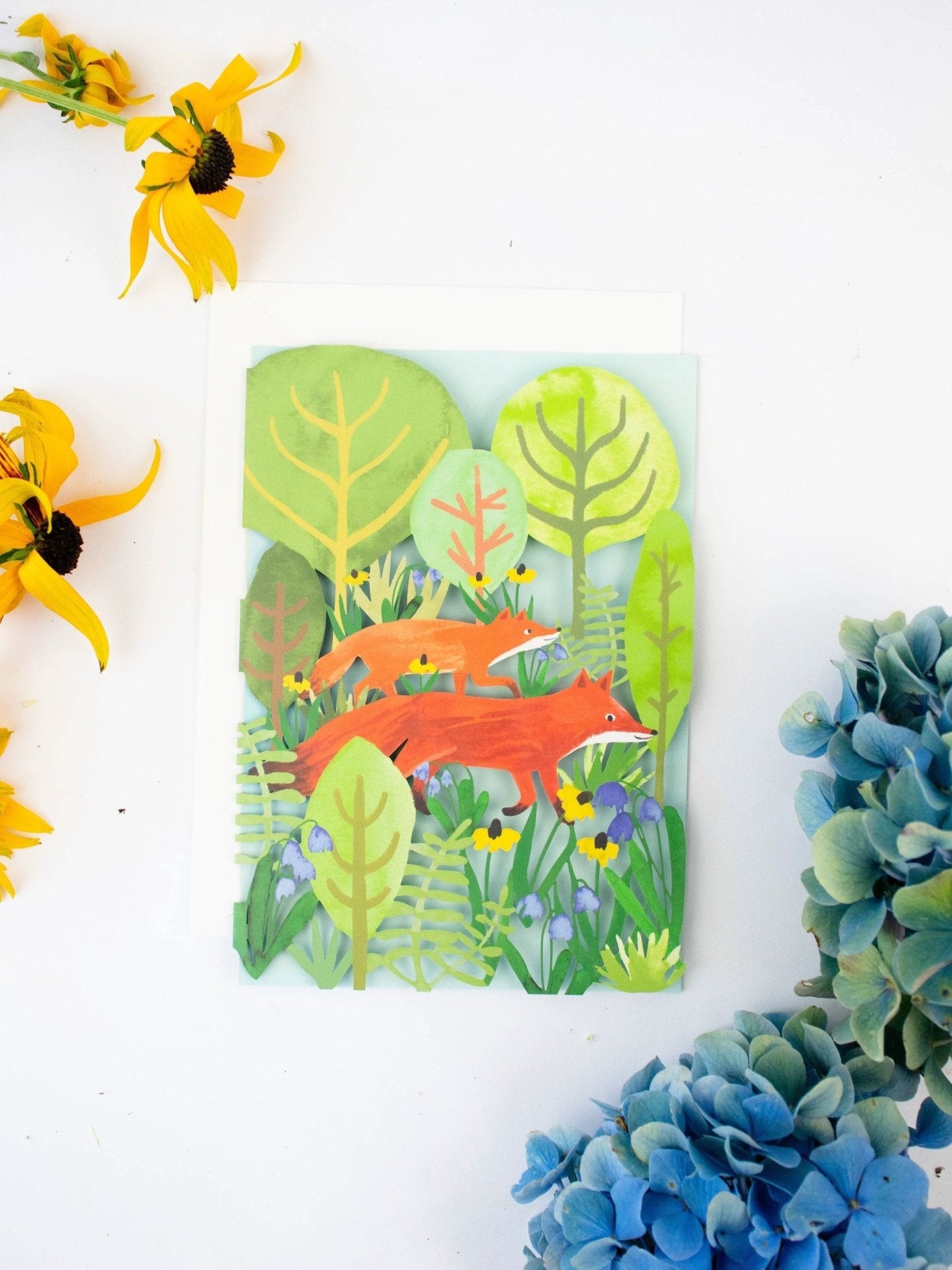 Two Foxes Blank Lasercut Card by Ash & Rose