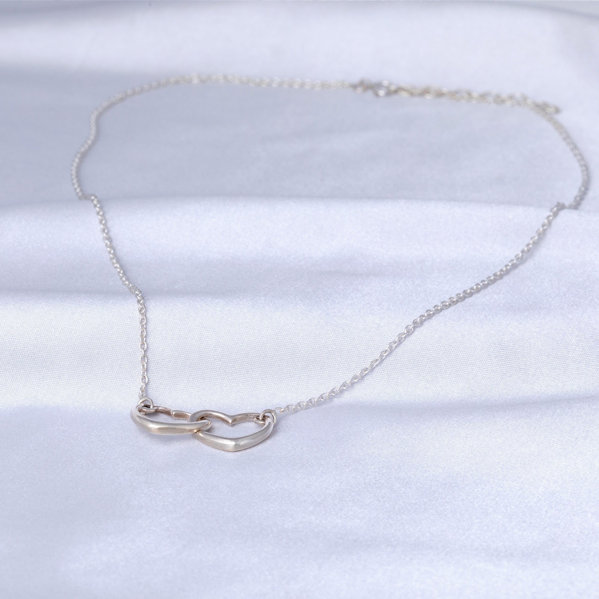 Two Hearts Sterling Silver Necklace Necklaces - Fine La Vie Bien Two Hearts Sterling Silver Necklace