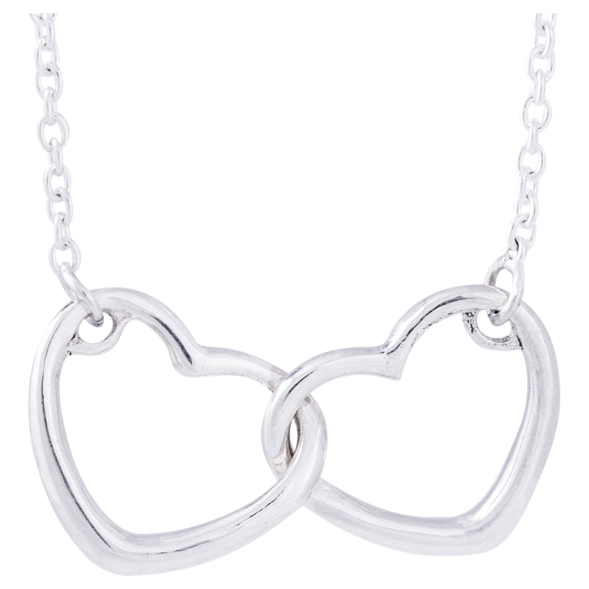 Two Hearts Sterling Silver Necklace Necklaces - Fine La Vie Bien Two Hearts Sterling Silver Necklace
