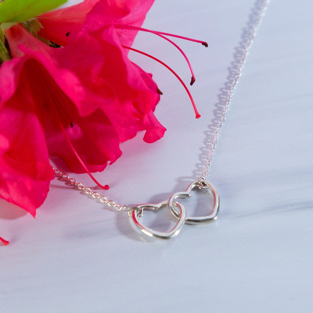 Two Hearts Sterling Silver Necklace Necklaces - Fine La Vie Bien Two Hearts Sterling Silver Necklace