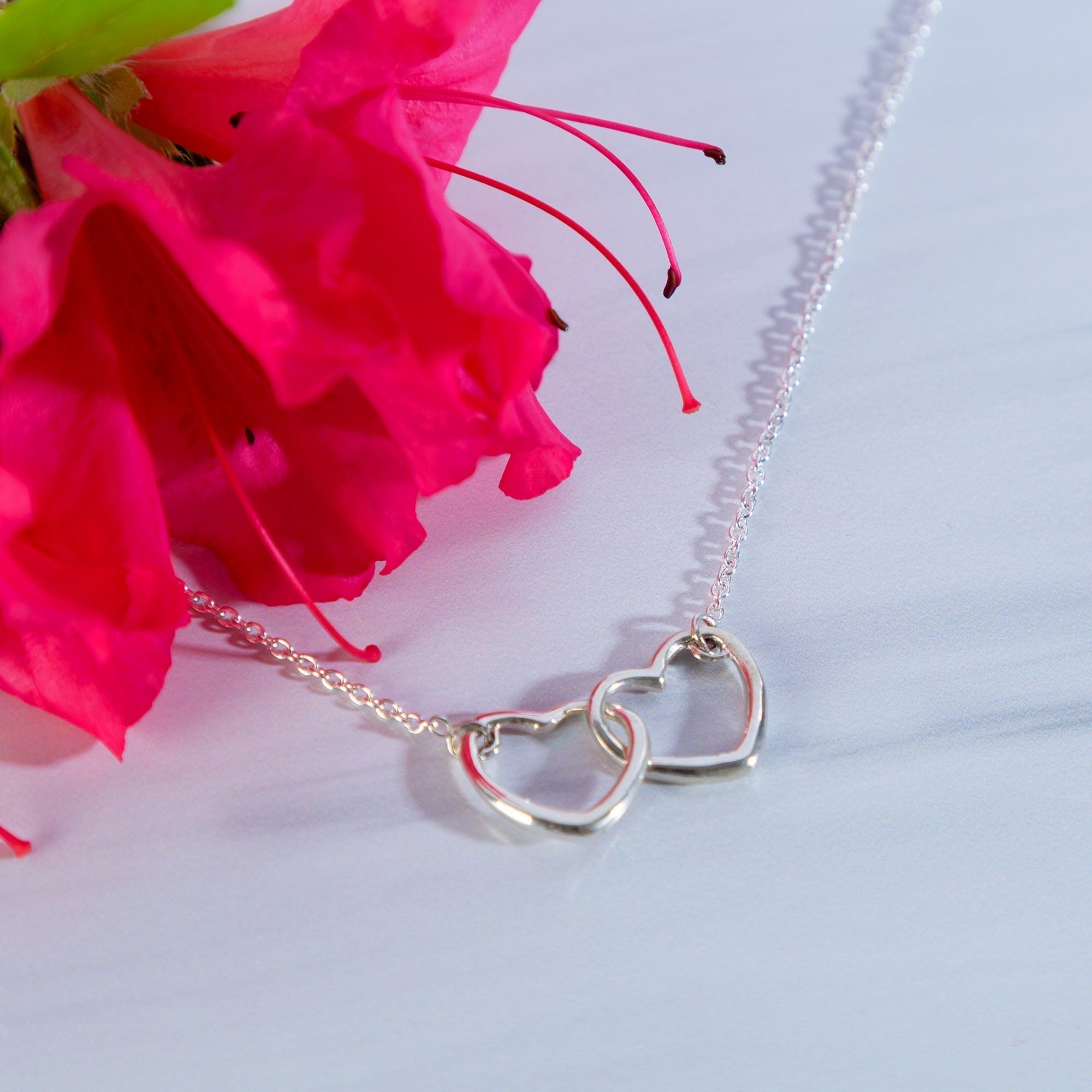 Two Hearts Sterling Silver Necklace Necklaces - Fine La Vie Bien Two Hearts Sterling Silver Necklace
