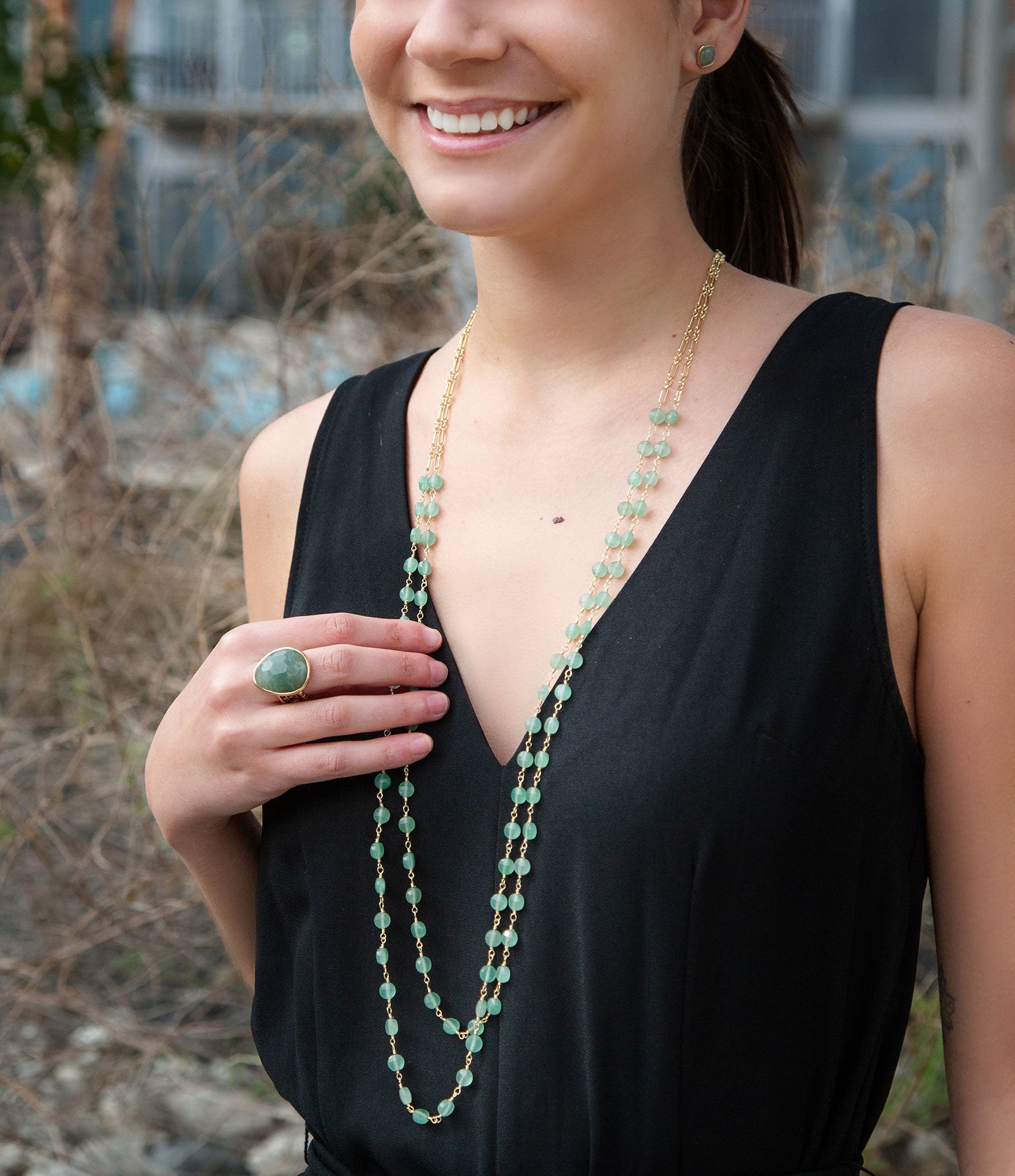 Two Row Green Aventurine Necklace