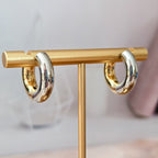Two Tone Chunky Hoop Earrings Earrings La Vie Bien Two Tone Chunky Hoop Earrings