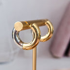 Two Tone Chunky Hoop Earrings Earrings La Vie Bien Two Tone Chunky Hoop Earrings