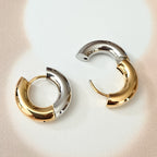 Two Tone Chunky Hoop Earrings Earrings La Vie Bien Two Tone Chunky Hoop Earrings