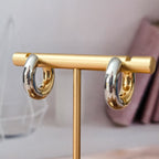 Two Tone Chunky Hoop Earrings Earrings La Vie Bien Two Tone Chunky Hoop Earrings