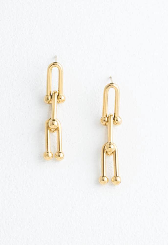 U Link Chain Earrings in Gold by Ethical Trade Co