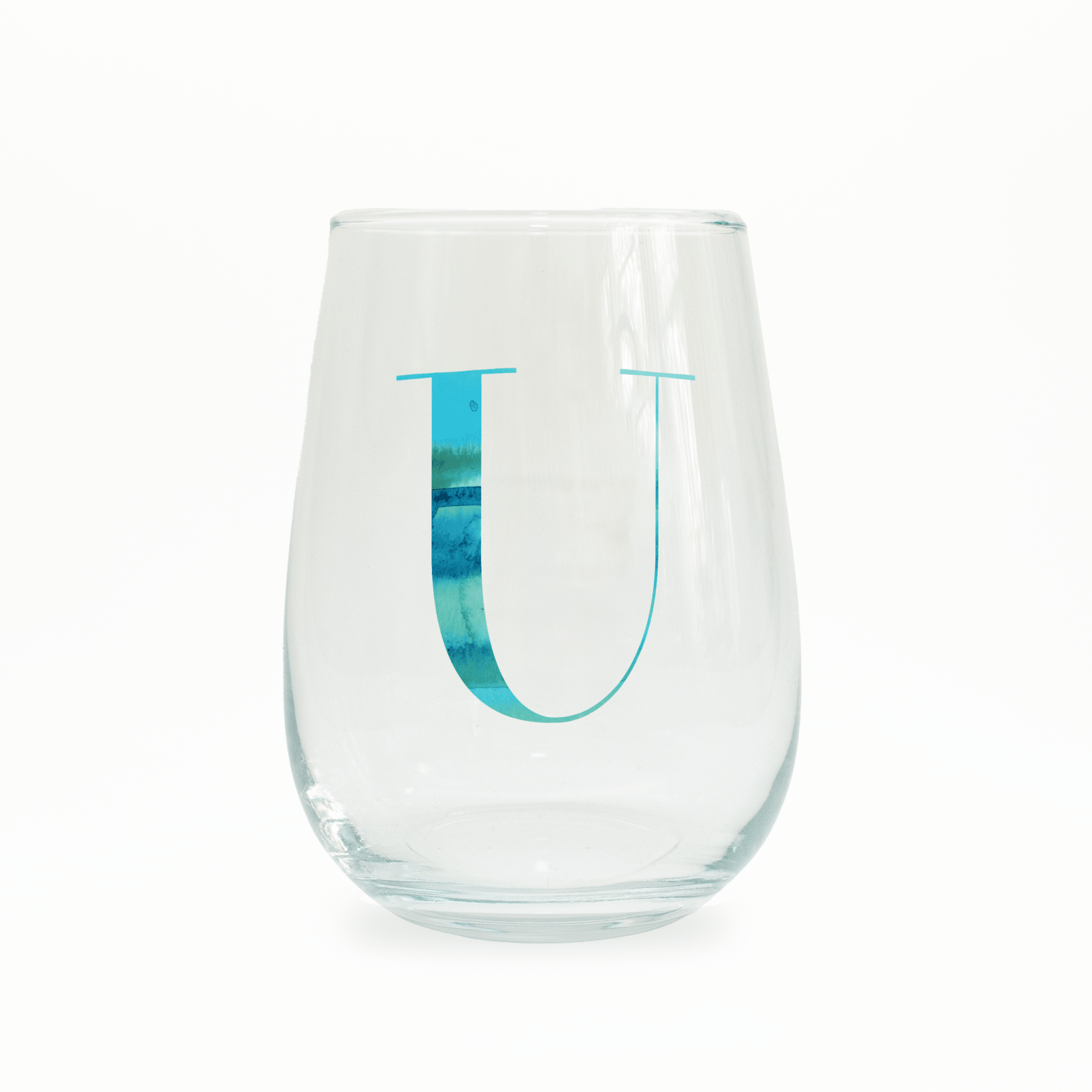 U Monogram Stemless Wine Glass Wine Glass La Vie Bien U Monogram Stemless Wine Glass