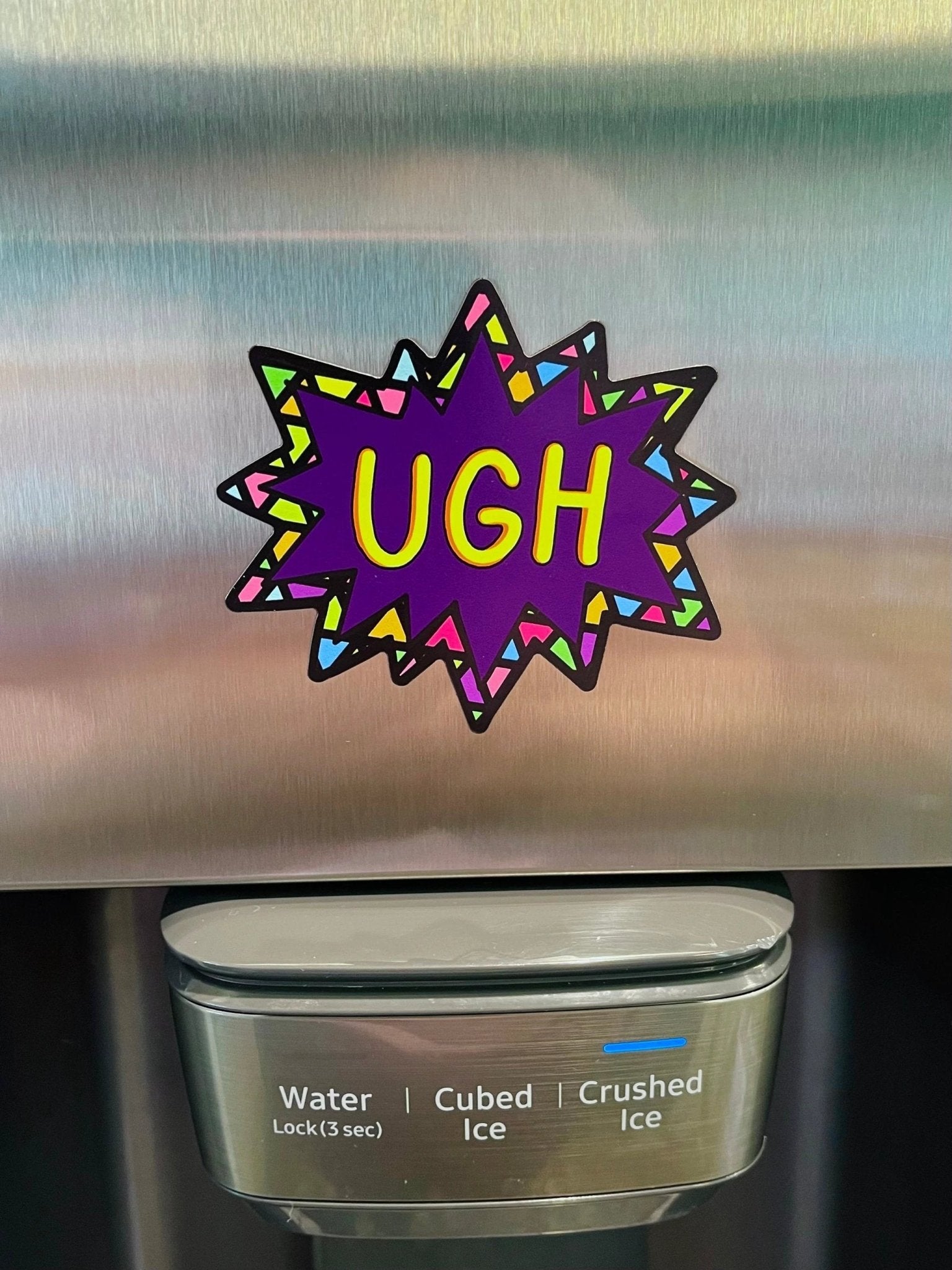 UGH! Colorful 90s Nostalgia Pop-Art Style Refrigerator Magnet by Bespattered Facade