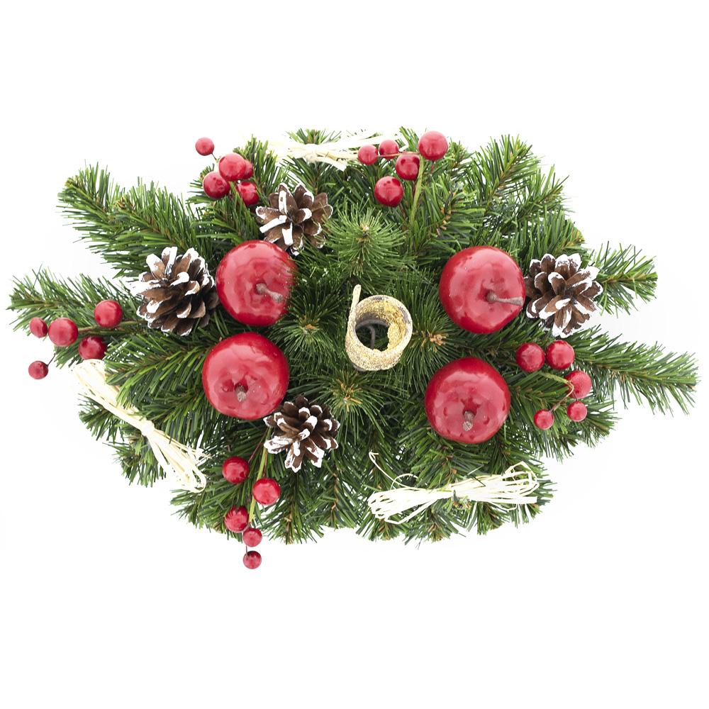 Ukrainian Candle Holder Decoration with Straw Bow, Apples & Pine Cones 16 Inches Christmas Decor > Centerpieces La Vie Bien Ukrainian Candle Holder Decoration with Straw Bow, Apples & Pine Cones 16 Inches