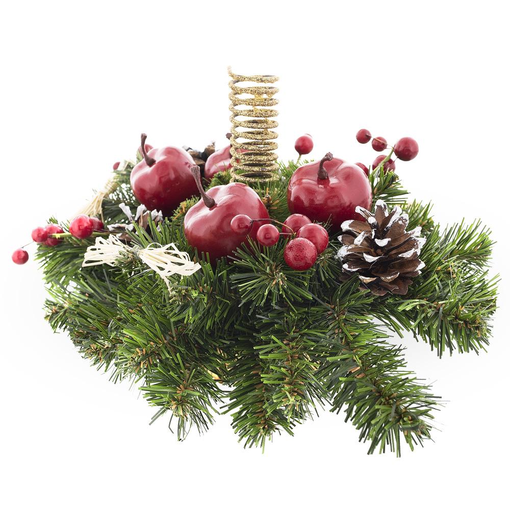 Ukrainian Candle Holder Decoration with Straw Bow, Apples & Pine Cones 16 Inches Christmas Decor > Centerpieces La Vie Bien Ukrainian Candle Holder Decoration with Straw Bow, Apples & Pine Cones 16 Inches