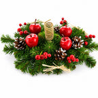 Ukrainian Candle Holder Decoration with Straw Bow, Apples & Pine Cones 16 Inches Christmas Decor > Centerpieces La Vie Bien Ukrainian Candle Holder Decoration with Straw Bow, Apples & Pine Cones 16 Inches