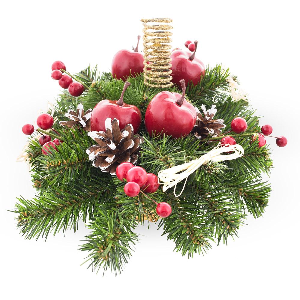 Ukrainian Candle Holder Decoration with Straw Bow, Apples & Pine Cones 16 Inches Christmas Decor > Centerpieces La Vie Bien Ukrainian Candle Holder Decoration with Straw Bow, Apples & Pine Cones 16 Inches