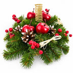 Ukrainian Candle Holder Decoration with Straw Bow, Apples & Pine Cones 16 Inches Christmas Decor > Centerpieces La Vie Bien Ukrainian Candle Holder Decoration with Straw Bow, Apples & Pine Cones 16 Inches