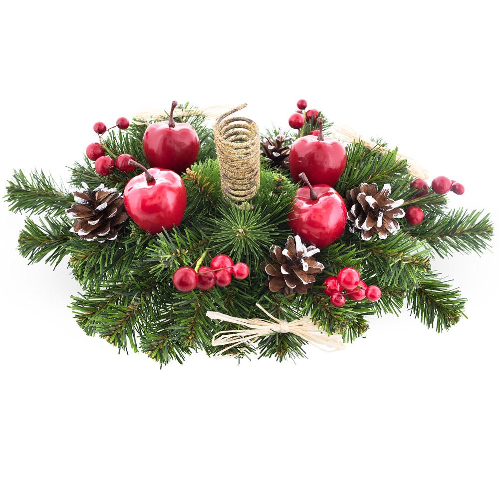 Ukrainian Candle Holder Decoration with Straw Bow, Apples & Pine Cones 16 Inches Christmas Decor > Centerpieces La Vie Bien Ukrainian Candle Holder Decoration with Straw Bow, Apples & Pine Cones 16 Inches