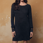Ultimate '90s Princess Grunge Waffle Dress in Black with Lace Mesh Sleeve Detail | Y2K Mall Goth Long Sleeve Fall Winter Dress [SM - XL] Dress La Vie Bien Ultimate '90s Princess Grunge Waffle Dress in Black with Lace Mesh Sleeve Detail | Y2K Mall Goth Long Sleeve Fall Winter Dress [SM - XL]