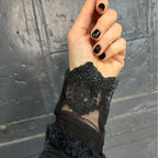 Ultimate '90s Princess Grunge Waffle Dress in Black with Lace Mesh Sleeve Detail | Y2K Mall Goth Long Sleeve Fall Winter Dress [SM - XL] Dress La Vie Bien Ultimate '90s Princess Grunge Waffle Dress in Black with Lace Mesh Sleeve Detail | Y2K Mall Goth Long Sleeve Fall Winter Dress [SM - XL]