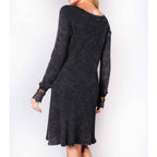 Ultimate '90s Princess Grunge Waffle Dress in Black with Lace Mesh Sleeve Detail | Y2K Mall Goth Long Sleeve Fall Winter Dress [SM - XL] Dress La Vie Bien Ultimate '90s Princess Grunge Waffle Dress in Black with Lace Mesh Sleeve Detail | Y2K Mall Goth Long Sleeve Fall Winter Dress [SM - XL]