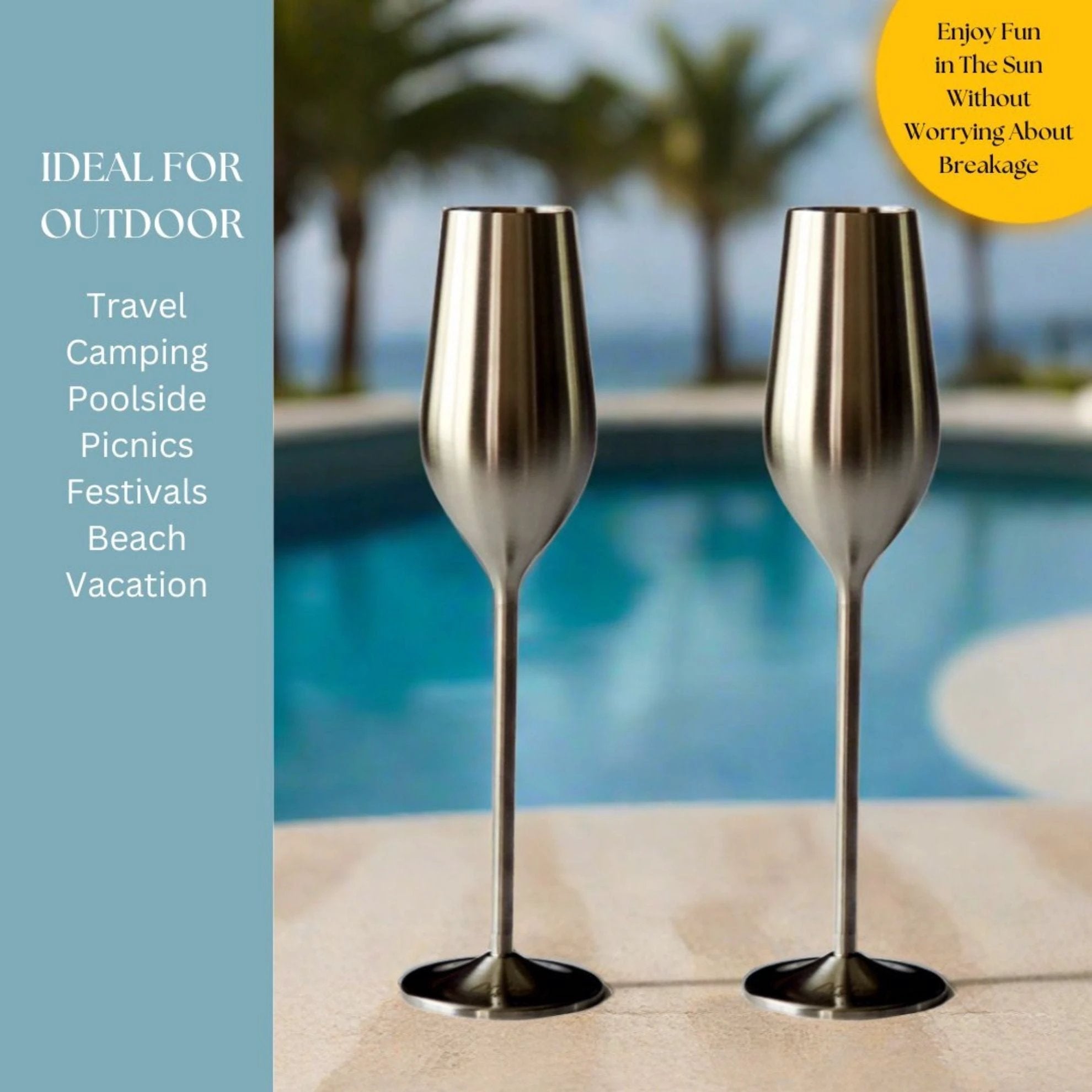 Unbreakable Champagne Flutes (Silver) by Sister.ly Drinkware