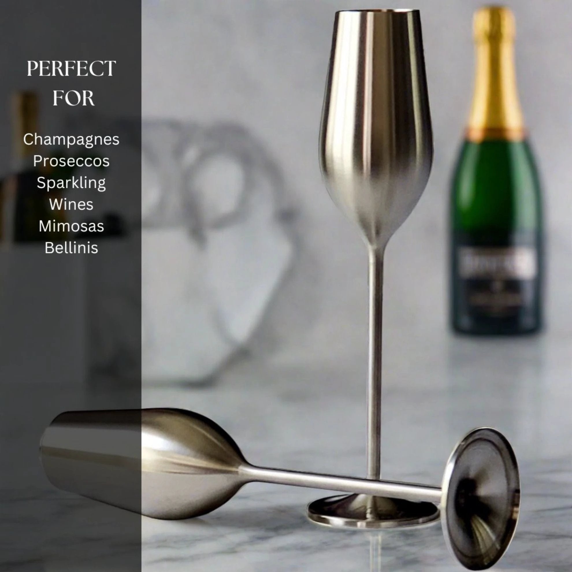 Unbreakable Champagne Flutes (Silver) by Sister.ly Drinkware