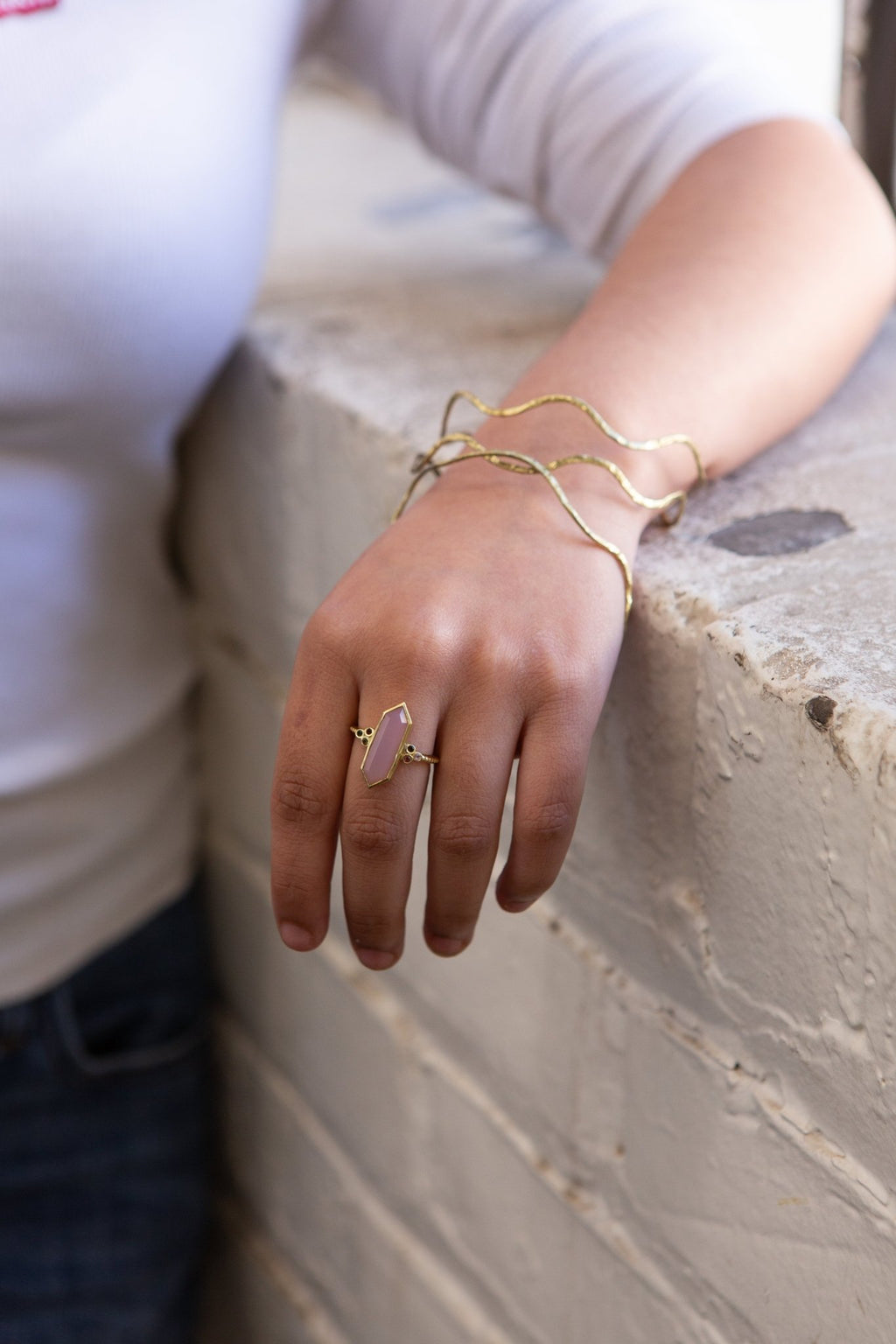 Unconditional Love Adjustable Brass Ring by Fair Anita