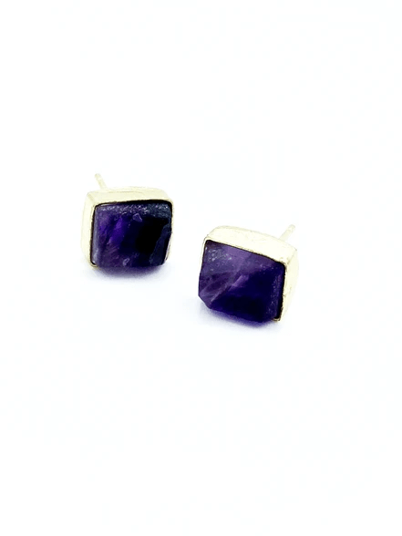 Uncut Amethyst Rectangle Studs by Fair Anita