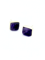 Uncut Amethyst Rectangle Studs by Fair Anita