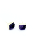 Uncut Amethyst Rectangle Studs by Fair Anita