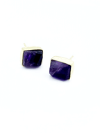 Uncut Amethyst Rectangle Studs by Fair Anita