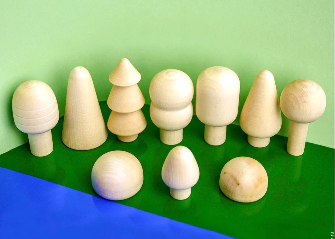 Unfinished Wooden Trees and Bushes play set by PoppyBabyCo