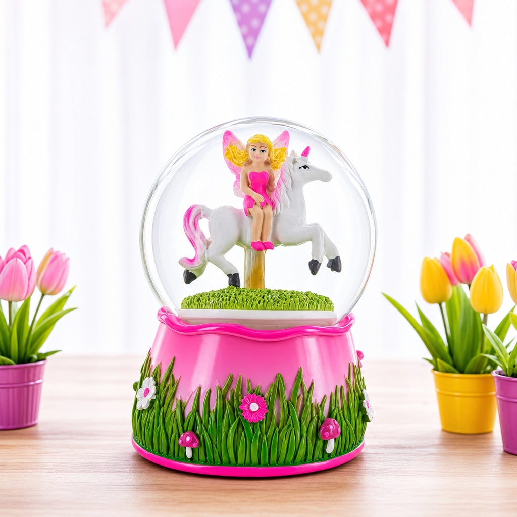 Unicorn Carousel with Fairy Musical Water Snow Globe Snow Globes > Fairy Tales La Vie Bien Unicorn Carousel with Fairy Musical Water Snow Globe