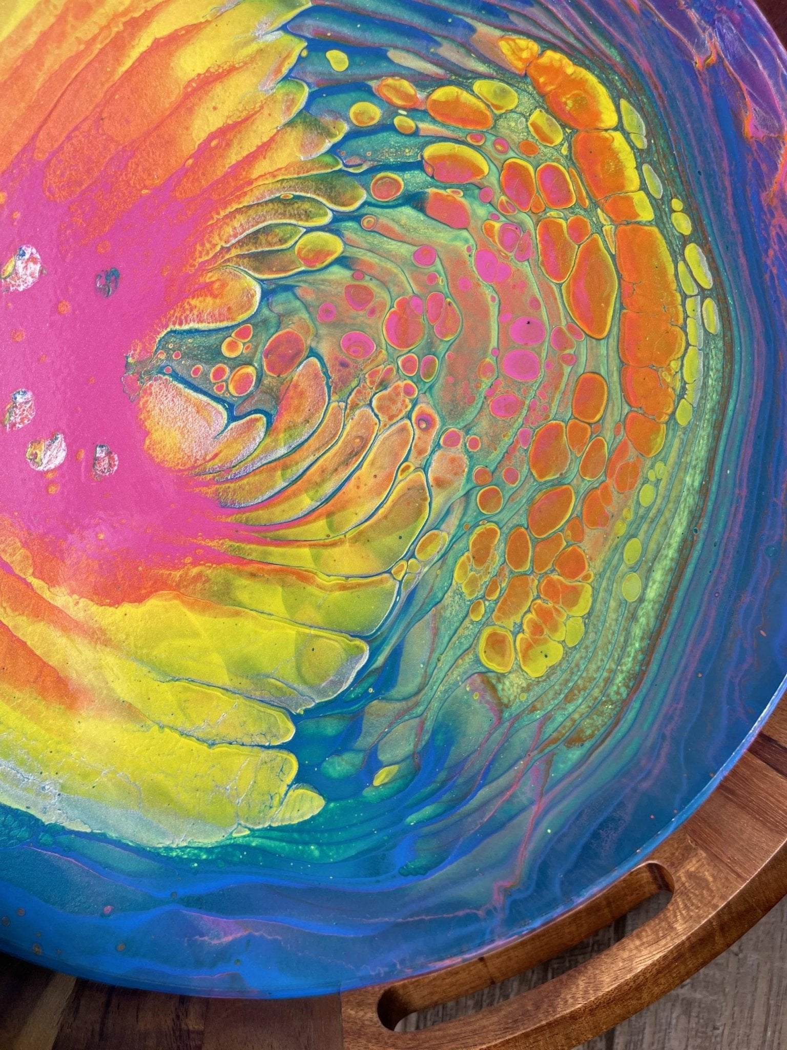 Unicorn Medium Round Acacia Wood Tray