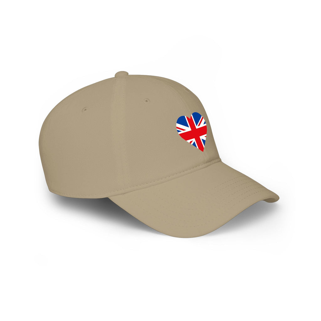 Union Jack United Kingdom flag Heart Cap, Low Profile Baseball Hat Hats La Vie Bien Union Jack United Kingdom flag Heart Cap, Low Profile Baseball Hat